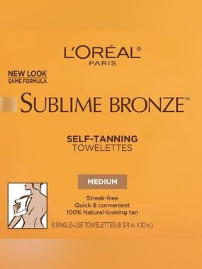 🆕 L'Oréal Sublime Bronze Self-Tanning Towelettes - Medium - 6 Towelettes